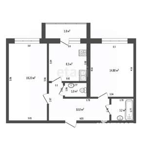 2-к квартира, вторичка, 57м2, 5/5 этаж