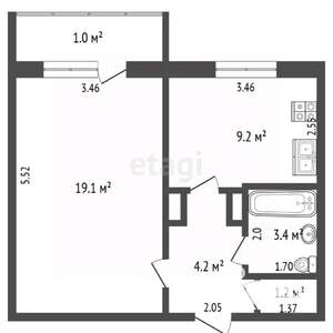 1-к квартира, вторичка, 37м2, 3/10 этаж