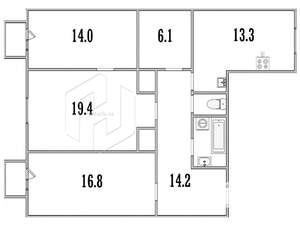 3-к квартира, вторичка, 90м2, 3/5 этаж
