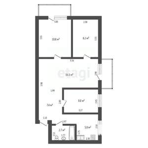 4-к квартира, вторичка, 57м2, 5/5 этаж