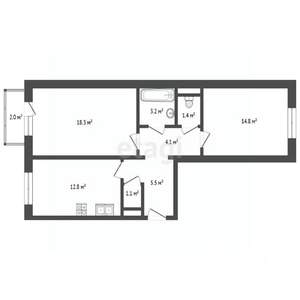2-к квартира, вторичка, 61м2, 10/10 этаж