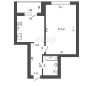 1-к квартира, вторичка, 45м2, 1/9 этаж