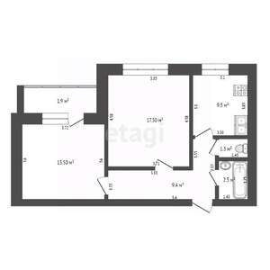 2-к квартира, вторичка, 55м2, 1/10 этаж