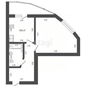 1-к квартира, вторичка, 40м2, 5/16 этаж