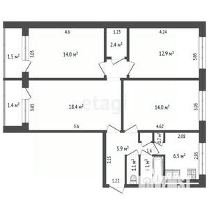 4-к квартира, вторичка, 81м2, 1/5 этаж