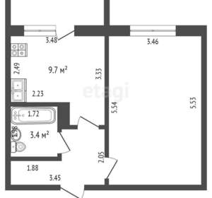 1-к квартира, вторичка, 39м2, 9/9 этаж