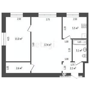 2-к квартира, вторичка, 42м2, 5/5 этаж