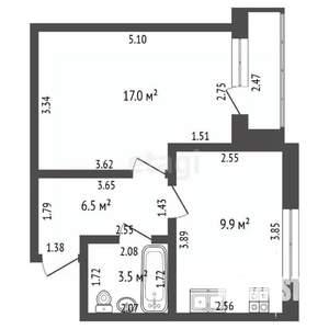 1-к квартира, вторичка, 35м2, 3/3 этаж