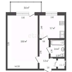 1-к квартира, вторичка, 31м2, 5/5 этаж