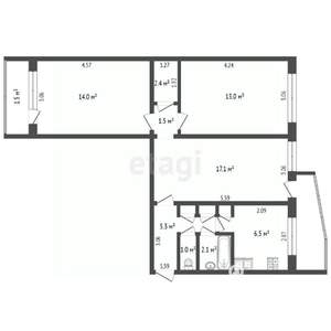 3-к квартира, вторичка, 66м2, 9/9 этаж