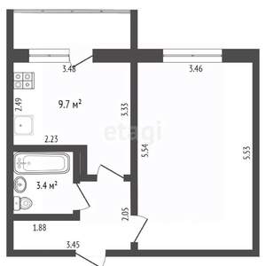 1-к квартира, вторичка, 39м2, 8/9 этаж