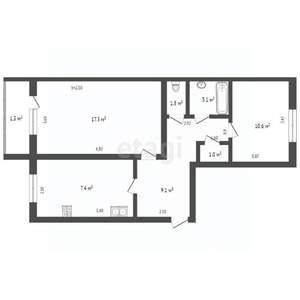 2-к квартира, вторичка, 50м2, 5/5 этаж