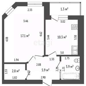 1-к квартира, вторичка, 40м2, 1/8 этаж