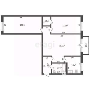 3-к квартира, вторичка, 59м2, 4/5 этаж