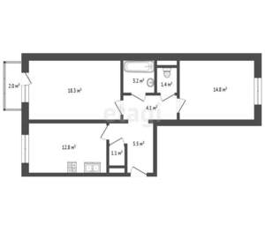 2-к квартира, вторичка, 61м2, 10/10 этаж