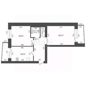 2-к квартира, вторичка, 57м2, 2/9 этаж