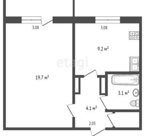 1-к квартира, вторичка, 37м2, 9/9 этаж