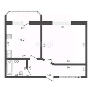 1-к квартира, вторичка, 44м2, 3/11 этаж