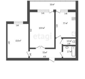 2-к квартира, вторичка, 46м2, 7/10 этаж