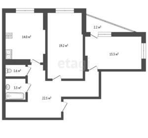 2-к квартира, вторичка, 77м2, 9/14 этаж