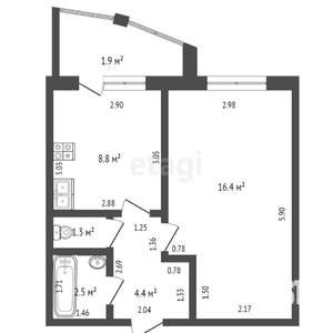 1-к квартира, вторичка, 33м2, 5/5 этаж