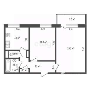 2-к квартира, вторичка, 53м2, 4/10 этаж
