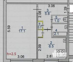 1-к квартира, вторичка, 33м2, 4/5 этаж