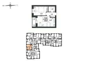 1-к квартира, строящийся дом, 46м2, 2/9 этаж