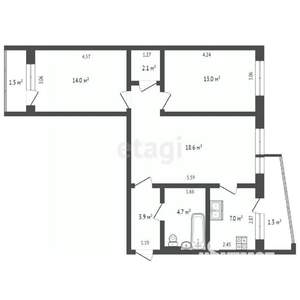 3-к квартира, вторичка, 68м2, 2/10 этаж