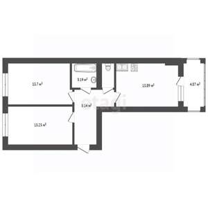 2-к квартира, вторичка, 55м2, 5/5 этаж