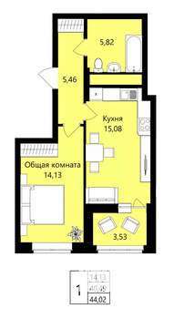 1-к квартира, вторичка, 40м2, 3/18 этаж