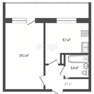 1-к квартира, вторичка, 37м2, 1/9 этаж