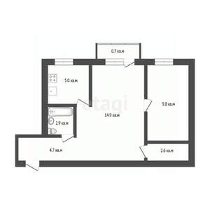 2-к квартира, вторичка, 40м2, 5/5 этаж