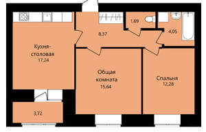 2-к квартира, вторичка, 59м2, 3/12 этаж