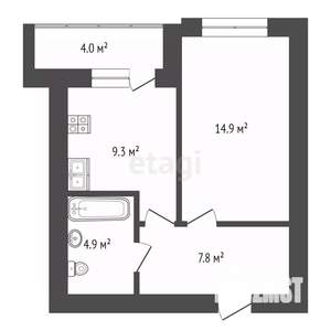 1-к квартира, вторичка, 39м2, 8/9 этаж
