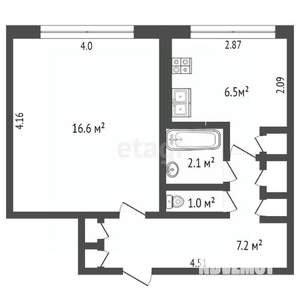 1-к квартира, вторичка, 35м2, 1/10 этаж