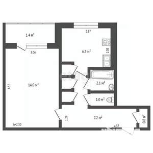 1-к квартира, вторичка, 33м2, 9/9 этаж