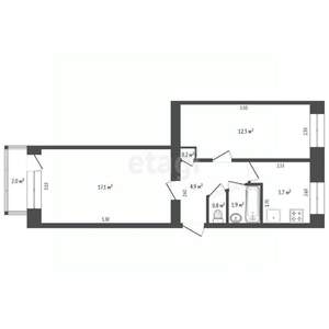 2-к квартира, вторичка, 43м2, 1/5 этаж