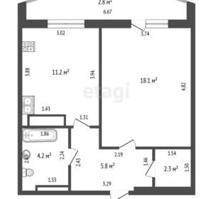 1-к квартира, вторичка, 42м2, 9/18 этаж