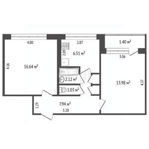 2-к квартира, вторичка, 51м2, 3/9 этаж