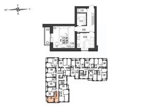1-к квартира, строящийся дом, 46м2, 2/9 этаж