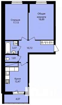 2-к квартира, строящийся дом, 66м2, 10/14 этаж