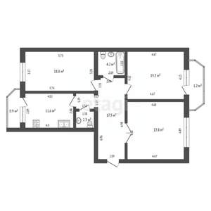 3-к квартира, вторичка, 96м2, 8/8 этаж