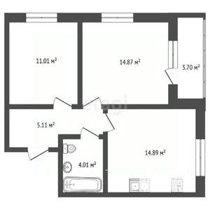 2-к квартира, вторичка, 52м2, 4/5 этаж