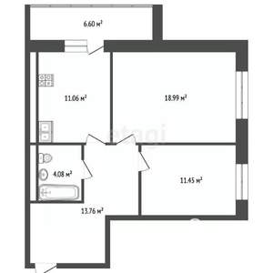 2-к квартира, вторичка, 63м2, 9/9 этаж