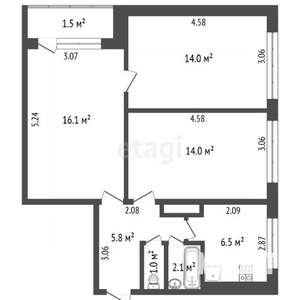 3-к квартира, вторичка, 60м2, 2/5 этаж