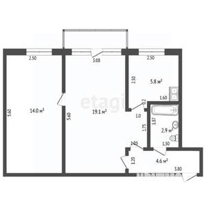 2-к квартира, вторичка, 47м2, 5/5 этаж