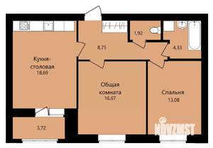 2-к квартира, вторичка, 63м2, 11/12 этаж