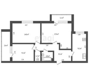 3-к квартира, вторичка, 63м2, 8/9 этаж