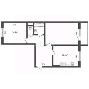 2-к квартира, вторичка, 66м2, 8/12 этаж